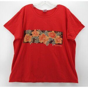 VINTAGE Crazy Shirts Hawaii Top XL Dyed Apple Hawaiian Shirt Hibiscus